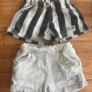 Zara pair of shorts (black and white striped and white) size 12-18M